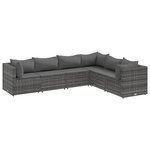 vidaXL Salon de jardin 6 Pièces avec coussins Gris Résine tressée