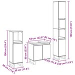 vidaXL Ensemble de mobilier de salle de bain 3 Pièces Chêne noir