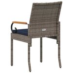 vidaXL Chaises de jardin avec coussin 4 Pièces Gris et bleu marine