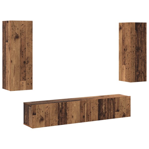 vidaXL Ensemble de meuble TV 4 pièces - Mur en bois vintage