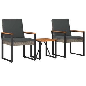 vidaXL Ensemble de meubles d'extérieur 3 pc Gris et Gris foncé