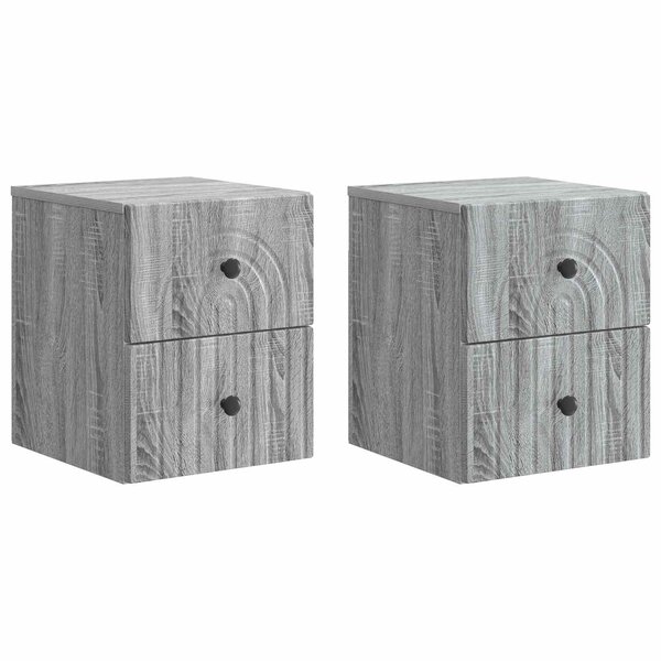 vidaXL Cabinet de chevet mural 2 Pièces Sonoma gris 33 x 34 5 x 40 cm