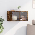 vidaXL Armoire murale avec portes en verre chêne fumé 68 5x37x35 cm