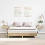 vidaXL Cadre de lit 2 Pièces Sonoma 152 x 203 cm Bois d'ingénierie