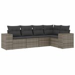 vidaXL Salon de jardin 5 Pièces avec coussins gris résine tressée