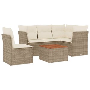 vidaXL Salon de jardin avec coussins 6 Pièces beige résine tressée