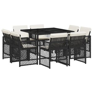 vidaXL Ensemble à manger de jardin 9Pièces coussins noir résine tressée