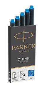 PARKER Quink 5 cartouches longues pour Stylo plume encre bleue effaçable
