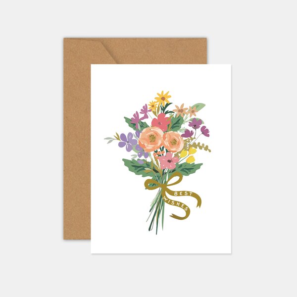 Carte de félicitations - bouquet de mariage