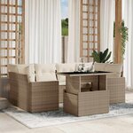 vidaXL Salon de jardin avec coussins 7 Pièces beige résine tressée