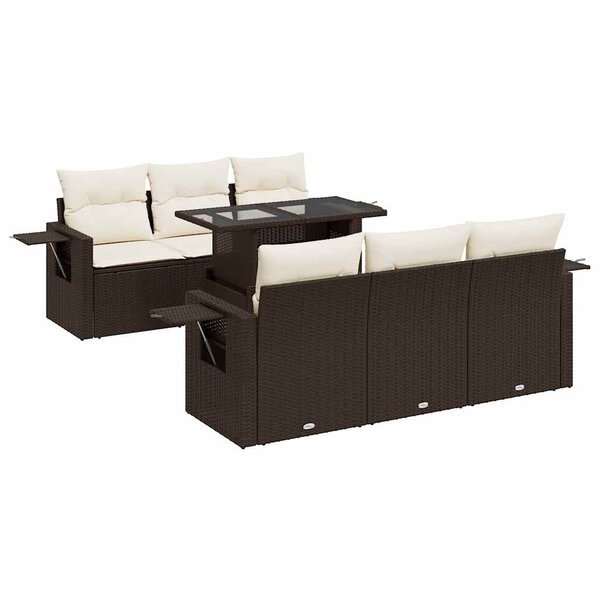 vidaXL Salon de jardin avec coussins 7 Pièces marron résine tressée