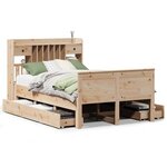 vidaXL Lit bibliothèque sans matelas 135x190 cm bois de pin massif