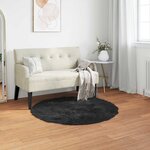 vidaXL Tapis en fausse Tafalla Noir Ø 120 cm Polyester