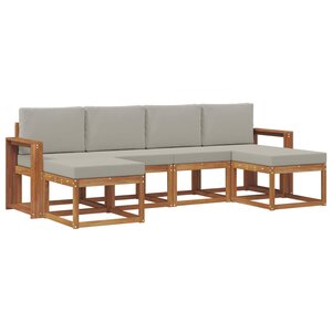 vidaXL Ensemble de canapés d'extérieur 6 Pièces Gris Naturel et Clair