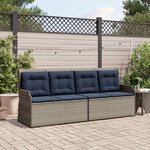 vidaXL Banc de jardin avec coussin Gris Poly rotin