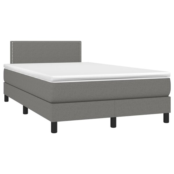 vidaXL Sommier à lattes de lit avec matelas gris foncé 120x190cm tissu