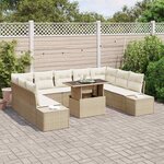 vidaXL Ensemble de canapé de jardin 10 Pièces Beige et crème polyrotin