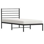 vidaXL Cadre de lit métal sans matelas avec tête de lit noir 80x200 cm