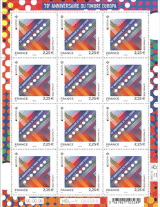 Feuille de 12 timbres - Europa - 70ème anniversaire du Timbre Europa - Lettre Internationale