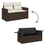 vidaXL Canapé de jardin avec coussins 2 places marron résine tressée