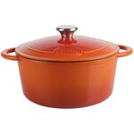 SITRAM Cocotte TRADIFONTE - 712573 - 5L Fonte émaillée ronde blanc et orange - Tous feux dont induction