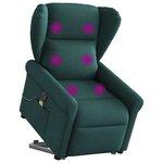 vidaXL Fauteuil inclinable de massage Vert foncé Tissu