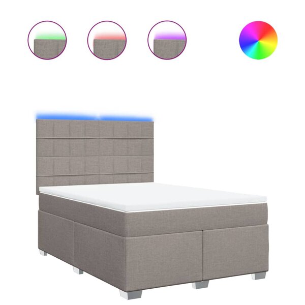 vidaXL Sommier à lattes de lit avec matelas Taupe 160x200 cm Tissu