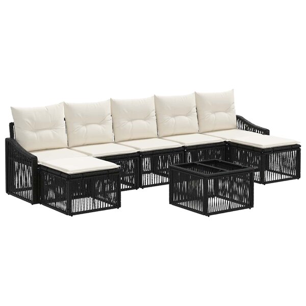 vidaXL Ensemble de canapé de jardin 8 pc Noir polyrotin