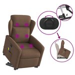 vidaXL Fauteuil inclinable de massage électrique Marron Tissu