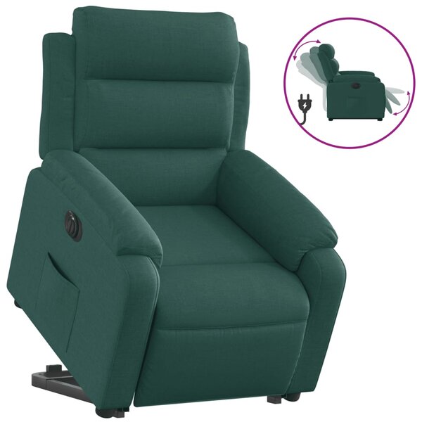 vidaXL Fauteuil inclinable électrique vert foncé tissu