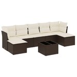 vidaXL Salon de jardin 8 Pièces avec coussins marron résine tressée