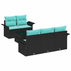 vidaXL Ensemble de canapé de jardin 6 Pièces Noir Poly rotin