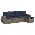 vidaXL Salon de jardin 5 Pièces avec coussins gris résine tressée
