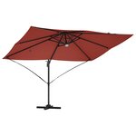 vidaXL Parasol Roma à Bras Déporté Rouge et Noir 352 x 251 x 265 cm