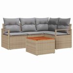 vidaXL Ensemble de canapé de jardin 5 Pièces Beige Poly rotin