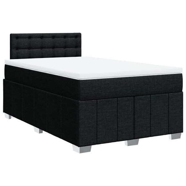 vidaXL Sommier à lattes de lit avec matelas noir 120x190 cm tissu