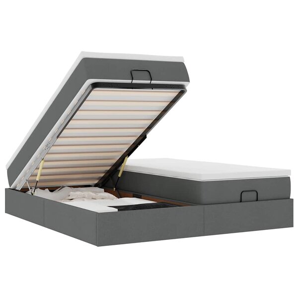 VidaXL Cadre de lit ottoman avec matelas gris foncé 200x200cm tissu