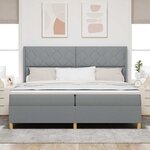 vidaXL Lit à ressorts avec matelas Gris clair 200 x 200 cm tissu