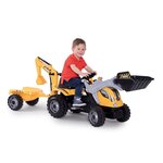 SMOBY Tracteur Builder Max Pelleteuse et Remorque - Jaune