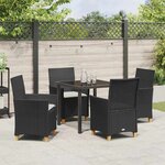 vidaXL Ensemble de salle à manger pour jardin 5 Pièces Noir polyrotin