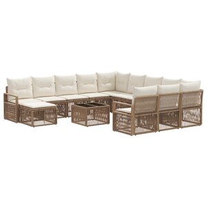 vidaXL Ensemble de canapé de jardin 13 Pièces Beige polyrotin