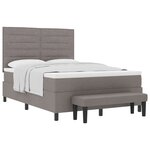 vidaXL Lit à ressort avec matelas et banc taupe 160x200 cm Tissu