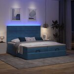 vidaXL Cadre de lit ottoman avec matelas bleu foncé 200x200 cm velours
