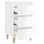 vidaXL Tables de chevet pieds en bois 2 Pièces blanc brillant 40x35x69 cm