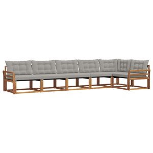 vidaXL Ensemble de canapés d'extérieur 6 Pièces Gris Naturel et Clair