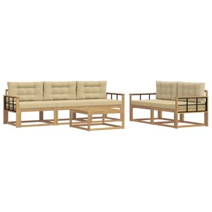 vidaXL Ensemble de canapés d'extérieur 6 Pièces Blanc et Beige
