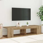 vidaXL Meuble TV avec lumières LED chêne artisanal bois d'ingénierie