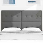 vidaXL Tête de Lit LED avec des lumières à LED Gris foncé 160 cm tissu