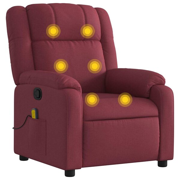vidaXL Fauteuil de massage inclinable Rouge bordeaux Tissu