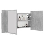 vidaXL Armoire de salle de bain à miroir LED Gris béton Acrylique